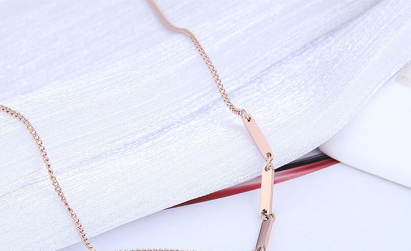 Fashion Rose Gold Letter Bead Pendant Geometric Titanium Steel Necklace,Pendants