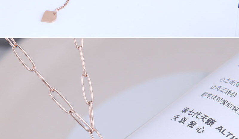 Fashion Rose Gold Geometric Hollow Pendant Titanium Steel Necklace,Pendants