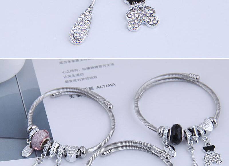 Fashion Black Cubs Racket Diamond Geometric Bracelet,Fashion Bangles