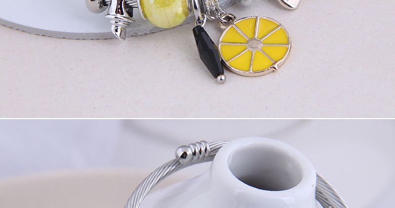 Fashion Yellow Fruit Drop Oil Diamond Geometric Bracelet,Fashion Bangles