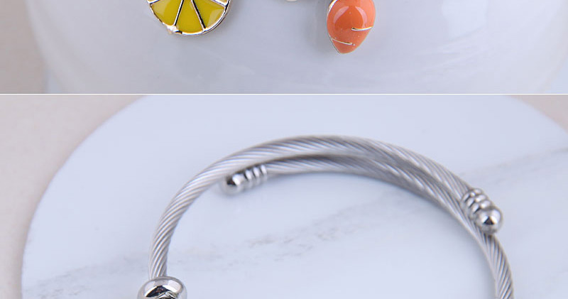 Fashion Yellow Fruit Drop Oil Diamond Geometric Bracelet,Fashion Bangles