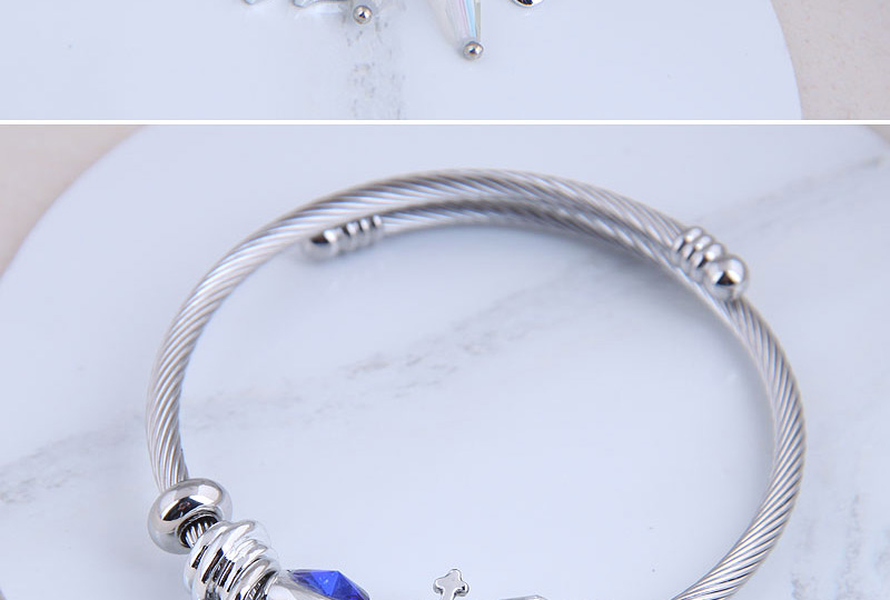 Fashion Blue Fawn Diamond Round Geometric Alloy Bracelet,Fashion Bangles