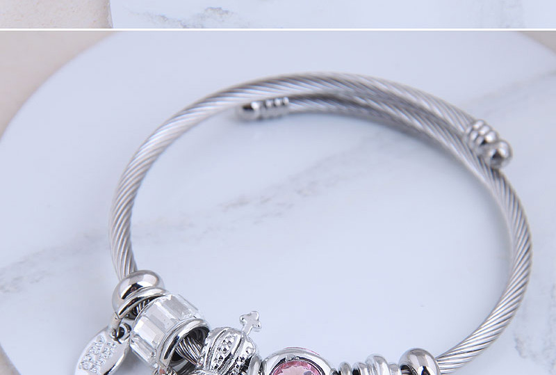 Fashion Pink Fawn Diamond Round Geometric Alloy Bracelet,Fashion Bangles