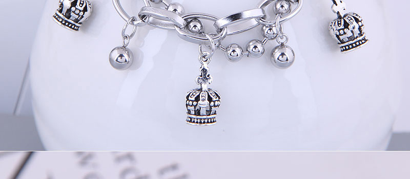 Fashion Silver Stainless Steel Bead Crown Double Bracelet,Bracelets