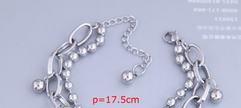Fashion Silver Peanut Double Bracelet With Stainless Steel Beads,Bracelets