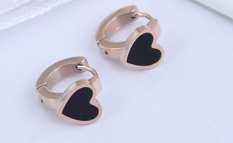 Fashion Black Love Titanium Steel Geometric Stud Earrings,Stud Earrings