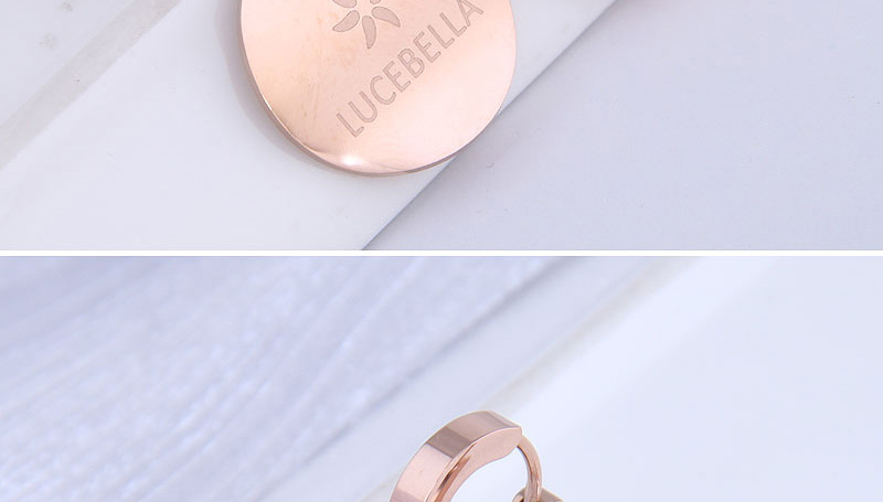 Fashion Rose Gold Round Letter Pendant Titanium Steel Earrings,Stud Earrings