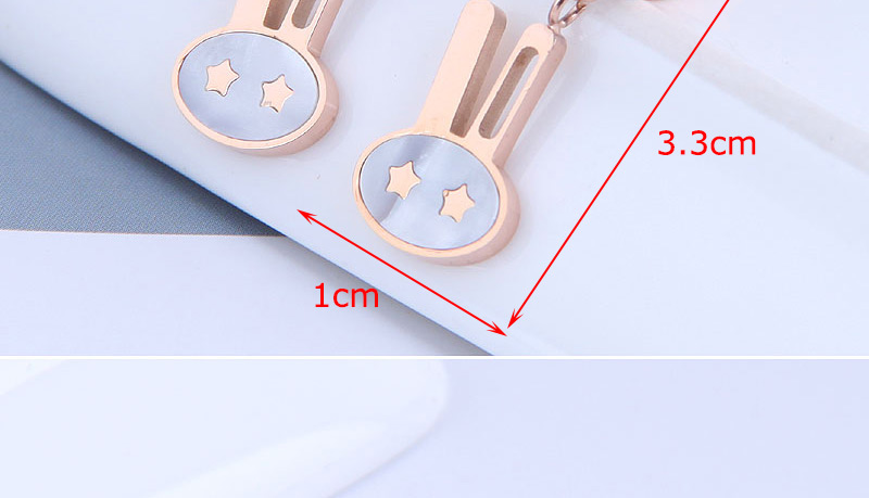 Fashion Rose Gold Small Rabbit Five-pointed Star Pendant Titanium Steel Earrings,Stud Earrings
