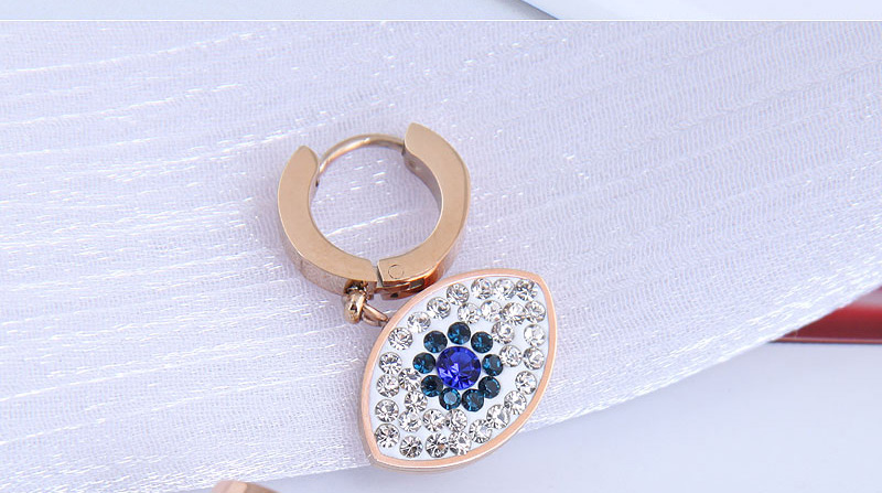 Fashion Rose Gold Diamond Eye Pendant Titanium Steel Stud Earrings,Stud Earrings