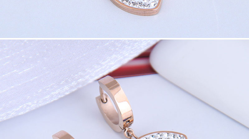 Fashion Rose Gold Diamond Eye Pendant Titanium Steel Stud Earrings,Stud Earrings