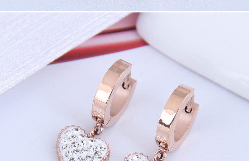 Fashion White Diamond Diamond Round Titanium Steel Earrings,Stud Earrings