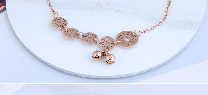 Fashion Rose Gold Coin Bell Hollowed Titanium Steel Bracelet,Fashion Bracelets