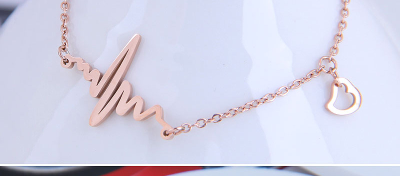 Fashion Rose Gold Ecg Heart Hollowed Titanium Steel Bracelet,Fashion Bracelets