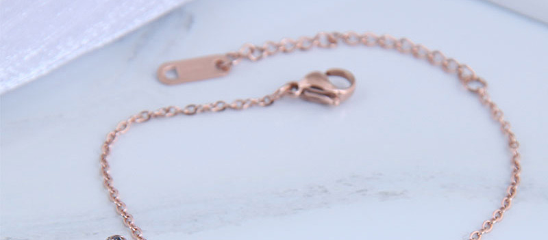 Fashion Rose Gold Letter Pendant Inlaid Zircon Titanium Steel Bracelet,Fashion Bracelets