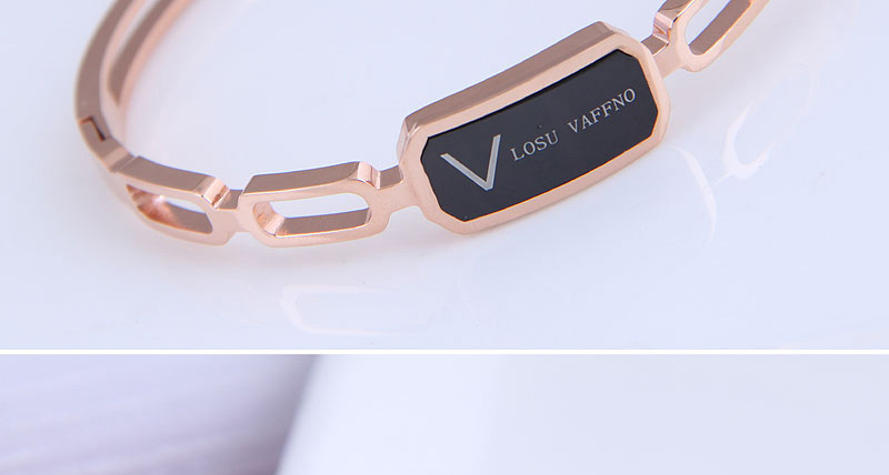 Fashion Rose Gold Titanium Steel Letter Geometric Hollow Bracelet,Fashion Bangles