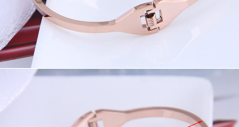 Fashion Rose Gold Titanium Steel Round Diamond Cutout Bracelet,Fashion Bangles