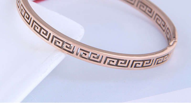 Fashion Rose Gold Titanium Steel Openwork Geometric Open Bracelet,Fashion Bangles