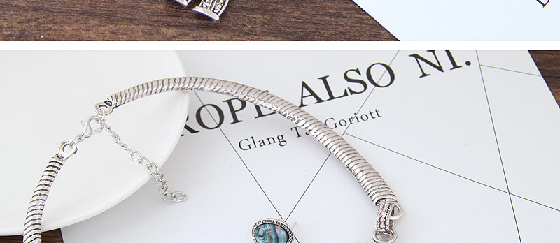 Fashion Silver Color Elephant Abalone Shell Geometric Necklace And Earrings Set,Jewelry Sets
