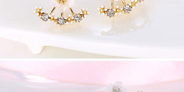 Fashion Gold Color Flower Resin Micro Inlaid Zircon Earrings,Stud Earrings