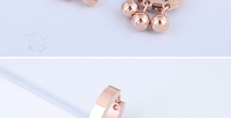 Fashion Rose Gold Color Titanium Steel Long Life Lock Hollow Ear Buckle,Clip & Cuff Earrings