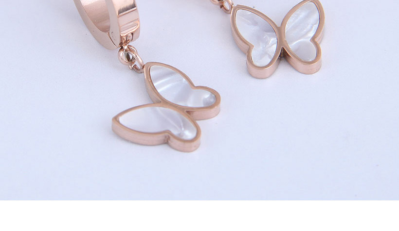 Fashion White Titanium Steel Butterfly Abalone Earrings,Stud Earrings