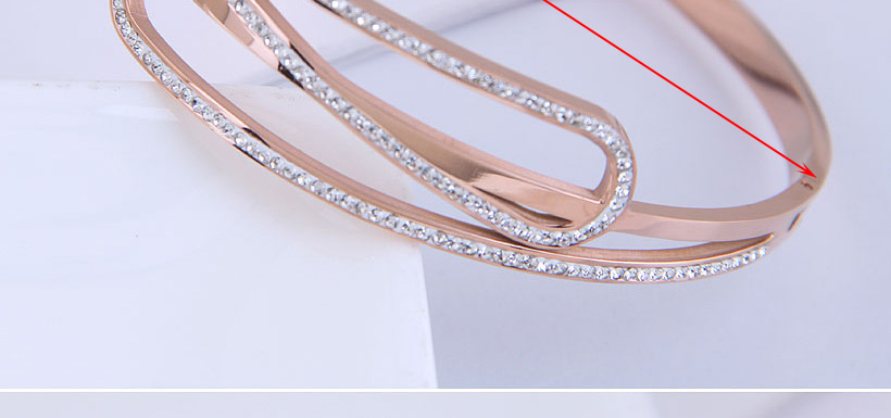 Fashion Rose Gold Color Titanium Steel Geometric Hollow Open Bracelet,Fashion Bangles