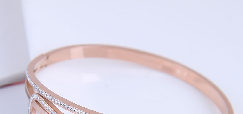 Fashion Rose Gold Color Titanium Steel Geometric Hollow Open Bracelet,Fashion Bangles