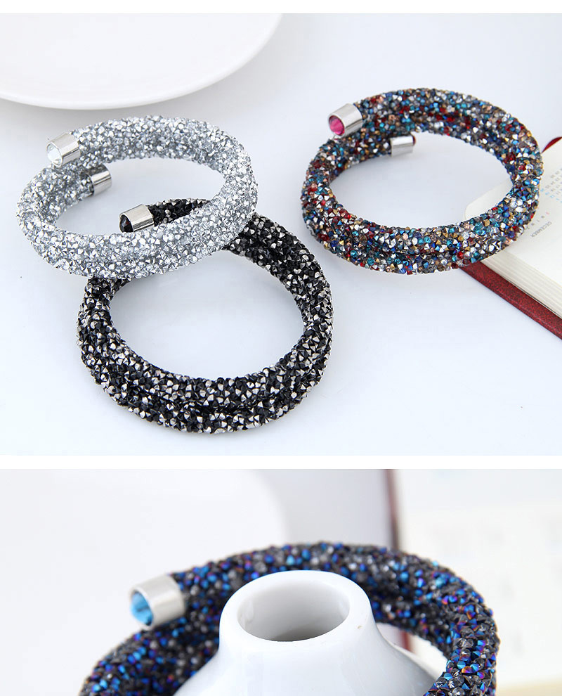Fashion Black 2 Double Open Bracelet With Diamonds,Fashion Bangles