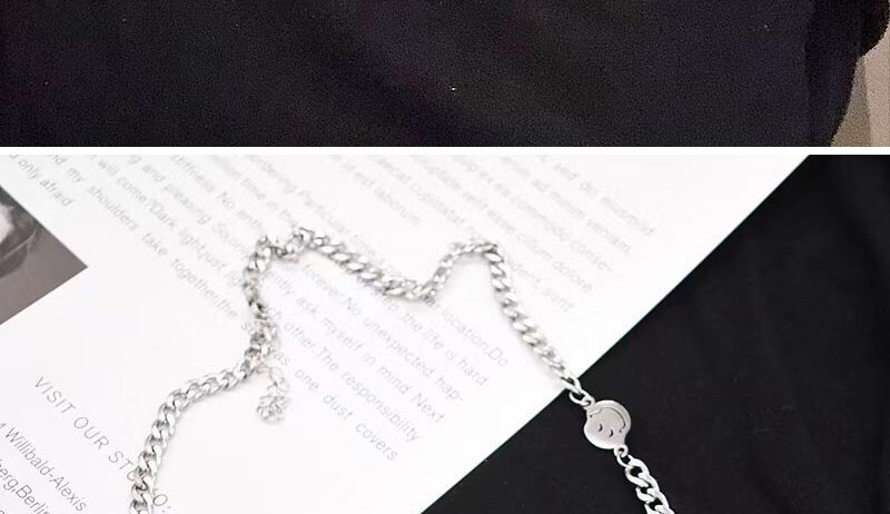 Fashion Silver Stainless Steel Smiley Metal Chain Necklace,Chains
