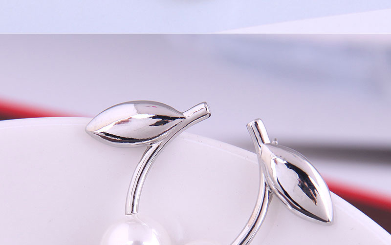 Fashion Silver Color Branch And Leaf Pearl Alloy Stud Earrings,Stud Earrings