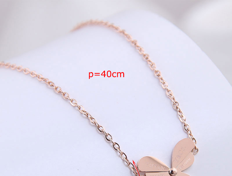 Fashion Rose Gold Color Titanium Steel Butterfly Letter Necklace,Pendants