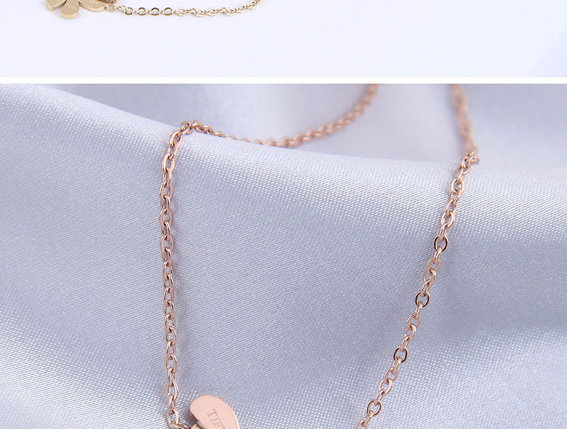 Fashion Rose Gold Color Titanium Steel Butterfly Letter Necklace,Pendants
