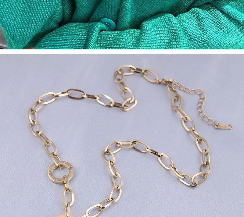 Fashion Gold Color Letter Hollow Titanium Steel Long Necklace,Pendants