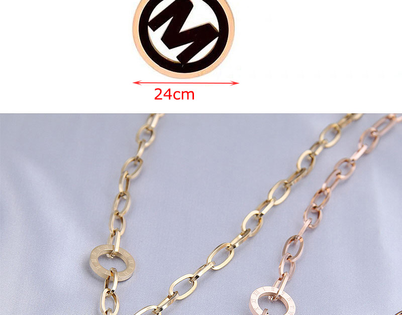 Fashion Rose Gold Color Letter Pendant Titanium Steel Long Necklace,Pendants