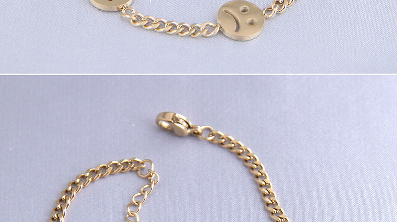 Fashion Gold Color Titanium Steel Smiley Face Cutout Bracelet,Fashion Bracelets
