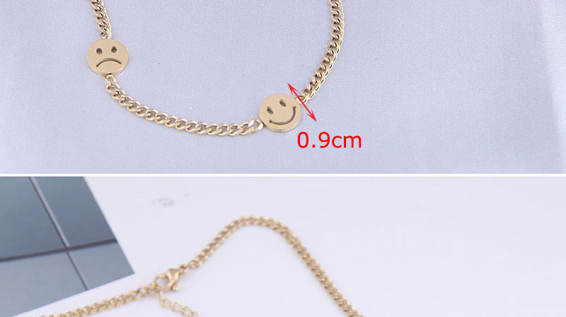 Fashion Gold Color Titanium Steel Smiley Face Cutout Necklace,Chains