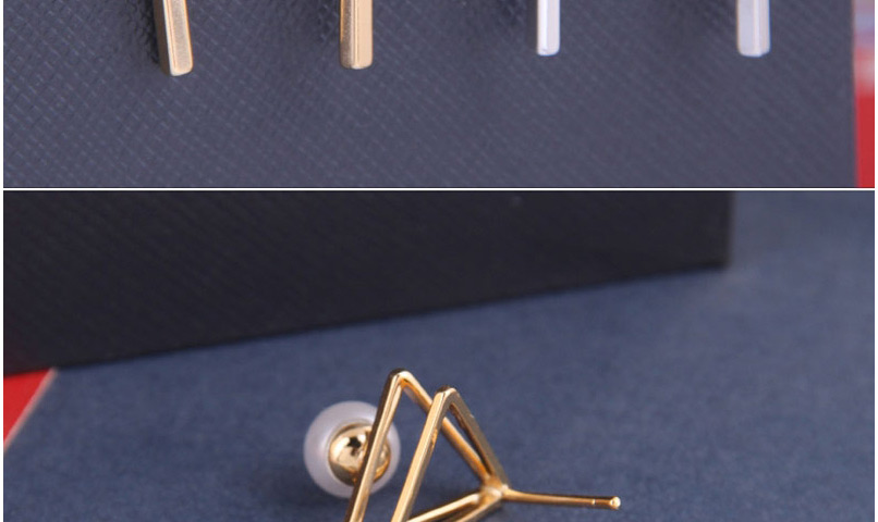 Fashion Silver Color Triangular Geometric Pearl Hollow Stud Earrings,Stud Earrings