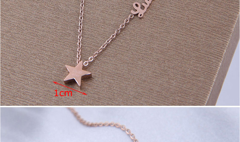 Fashion Rose Gold Color Titanium Steel Star Letter Pendant Necklace,Pendants