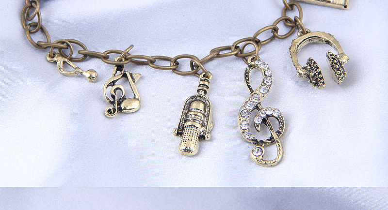 Fashion Gold Color Metal Musical Note Multi-element Pendant Bracelet,Fashion Bracelets