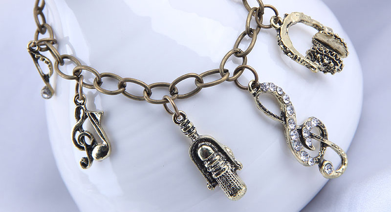 Fashion Gold Color Metal Musical Note Multi-element Pendant Bracelet,Fashion Bracelets