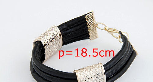 Fashion Blue Metallic Leather Stone Pattern Alloy Geometric Bracelet,Fashion Bracelets