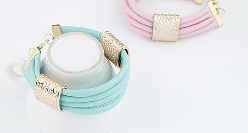 Fashion Pink Metallic Leather Stone Pattern Alloy Geometric Bracelet,Fashion Bracelets