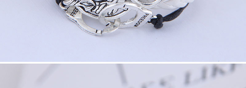 Fashion Silver Color Handcuffs Lion Shield Alloy Handmade Multilayer Braided Bracelet,Fashion Bracelets