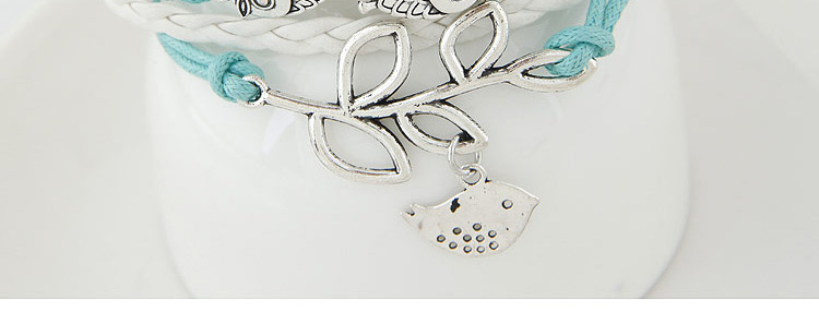 Fashion Blue Branches And Leaves Bird Owl Alloy Handmade Multi-layer Braided Bracelet,Fashion Bracelets