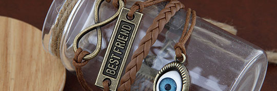 Fashion Brown Eye Letter Alloy Handmade Multi-layer Braided Bracelet,Fashion Bracelets