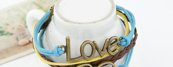 Fashion Blue Letter Love Alloy Handmade Multi-layer Braided Bracelet,Fashion Bracelets