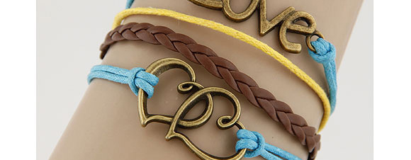 Fashion Blue Letter Love Alloy Handmade Multi-layer Braided Bracelet,Fashion Bracelets