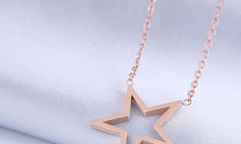 Fashion Gold Color Meteor Titanium Steel Pentagram Necklace,Pendants