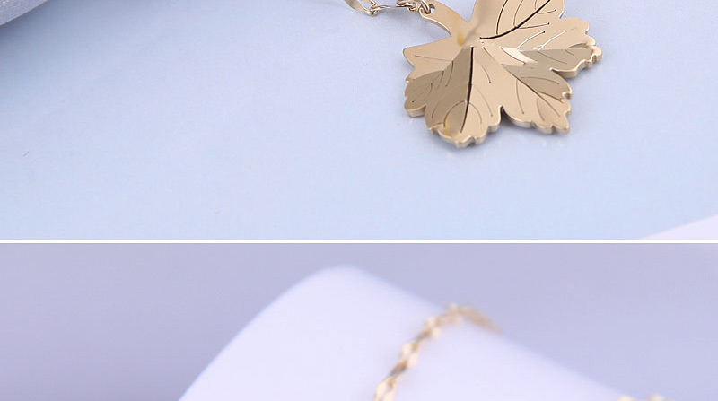 Fashion Gold Color Maple Leaf Titanium Steel Necklace,Pendants