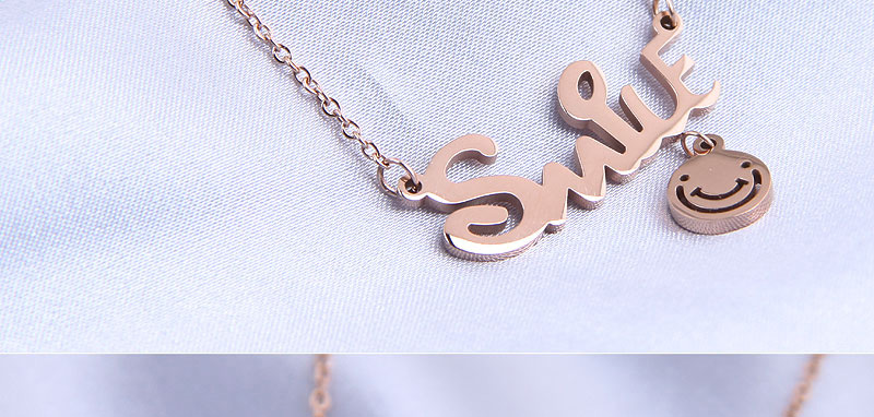 Fashion Letter Titanium Steel Letter Smiley Face Necklace,Pendants